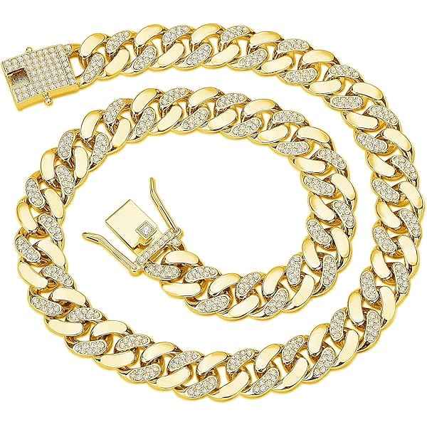 MLENS 20mm Hip Hop Iced Out Chain Cuban Link Chain Necklace 14k